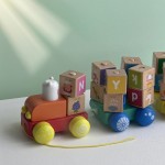 字母立方体工厂-木质积木套装火车教育玩具