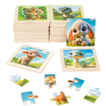 木质拼图供应商-6片动物恐龙主题玩具