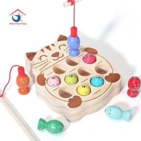 Fishing Game Factory - Wooden Kitten Focus Training Baby Toy