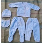 新生儿服装工厂-5件0-6个月法兰绒服装休闲冬季上衣帽子裤子