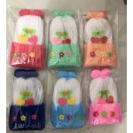 女婴帽厂家-纯白针织儿童帽配耳罩冬季幼儿无檐帽