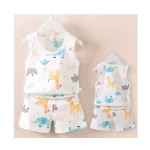 男婴服装供应商-6个月-4年可爱印花背心和短裤2件套背心