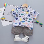 幼儿男孩服装工厂-2件套夏季服装Polo连衣裙衬衫短裤套装
