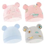 新生儿帽厂家-0-3个月100%棉熊耳婴儿帽无檐帽
