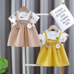 幼儿女童连衣裙工厂-蝴蝶结荷叶边薄纱短袖女婴芭蕾舞裙