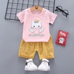 婴儿幼儿套装供应商-2件套T恤针织短裤套装服装女婴2022