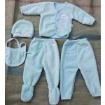 新生儿服装工厂-5件0-6个月法兰绒服装休闲冬季上衣帽子裤子