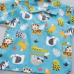 幼儿男孩服装工厂-亚麻衬衫和短裤夏威夷花卉短袖上衣