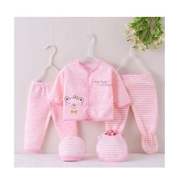 新生儿服装厂家-5件0-12个月棉质服装上衣帽子裤子套装