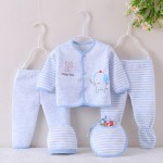 新生儿服装厂家-5件0-12个月棉质服装上衣帽子裤子套装