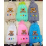 女婴帽厂家-纯白针织儿童帽配耳罩冬季幼儿无檐帽