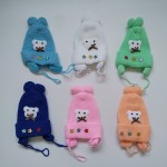 女婴帽厂家-纯白针织儿童帽配耳罩冬季幼儿无檐帽