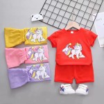 幼儿夏季连衣裙厂家-精品花卉连衣裙上衣短裤女婴套装