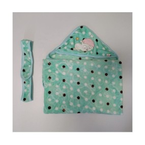 婴儿绒毯厂家-带帽包裹全季柔软毯0-6个月