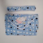 婴儿绒毯厂家-带帽包裹全季柔软毯0-6个月