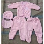 新生儿服装工厂-5件0-6个月法兰绒服装休闲冬季上衣帽子裤子