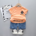 幼儿棉质套装厂家-新款时尚Polo T恤和短裤绅士服装