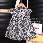 幼儿女童裙子工厂-荷叶边无袖拼接花卉女婴连衣裙