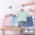 幼儿女婴服装厂家-夏季婴儿服装纽扣上衣短裤
