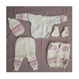 婴儿毛衣套装工厂-针织开衫无檐帽礼品钩针套装冬季服装套装