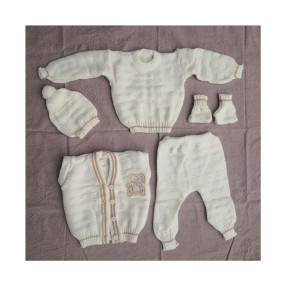 婴儿冬季服装供应商-针织运动衫上衣配裤子开衫套装男孩女孩