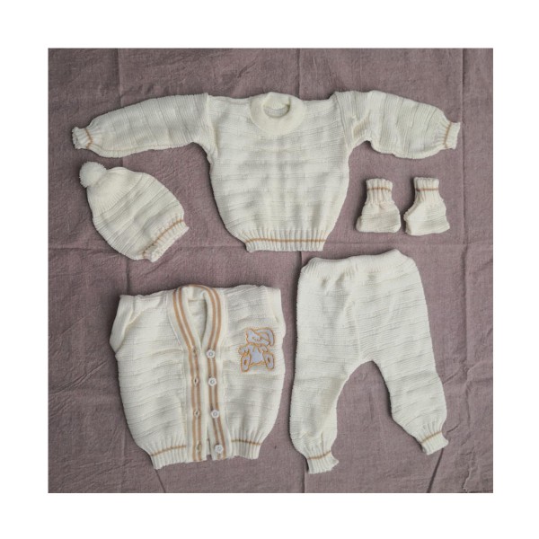 婴儿冬季服装供应商-针织运动衫上衣配裤子开衫套装男孩女孩