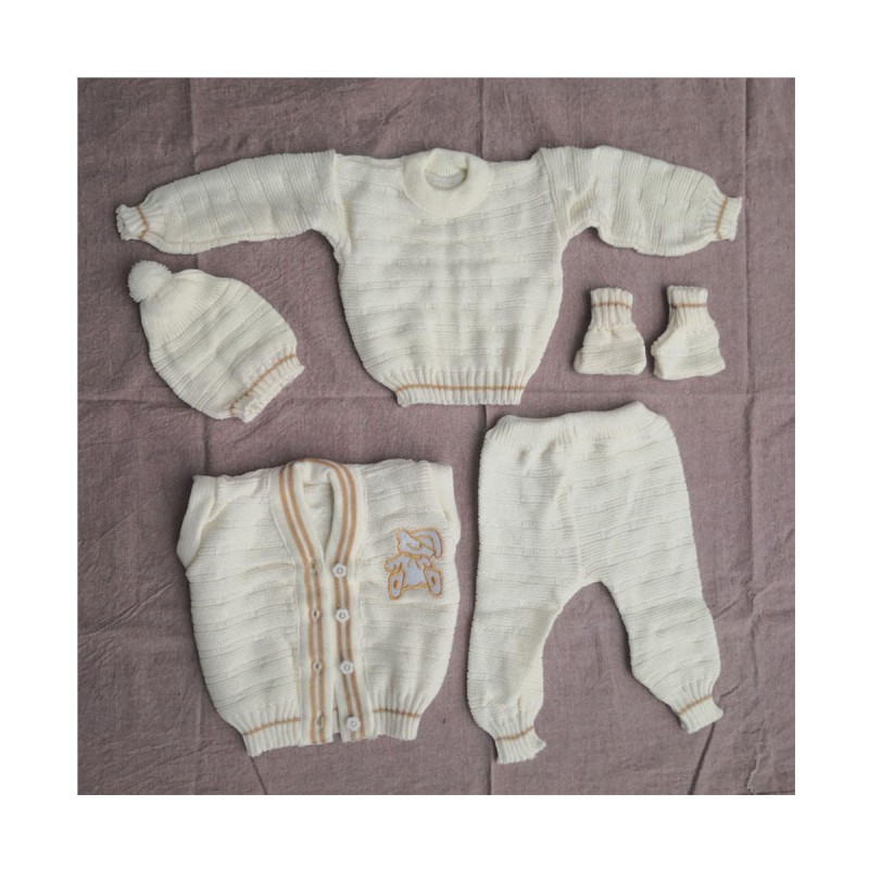 婴儿冬季服装供应商-针织运动衫上衣配裤子开衫套装男孩女孩