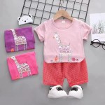 女孩连体衣厂家-时尚运动服装短袖上衣衬衫短裤套装