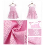 女孩太阳裙厂家-学院风短裙细肩带亚麻中长裙