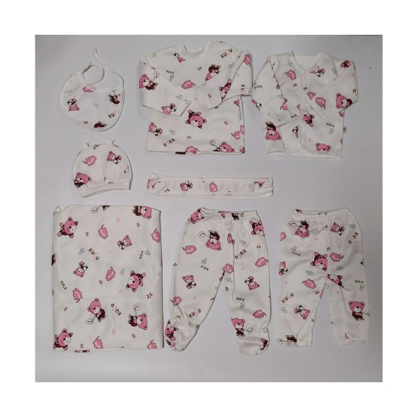 男婴服装供应商-8件套长袖连体衣裤子+帽子+围兜秋冬