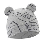 新生儿帽厂家-0-3个月100%棉熊耳婴儿帽无檐帽