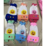 女婴帽厂家-纯白针织儿童帽配耳罩冬季幼儿无檐帽