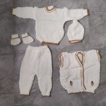 婴儿针织套装厂家-5件中性刺绣毛衣长袖服装套装