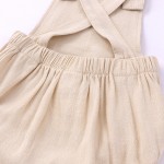 夏季婴儿连体衣工厂-背带亚麻面料透气悬挂连体衣