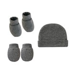 婴儿帽套装供应商-纯色可爱柔软3件套婴幼儿头罩