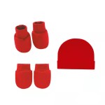 婴儿帽套装供应商-纯色可爱柔软3件套婴幼儿头罩