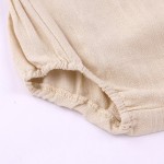 夏季婴儿连体衣工厂-背带亚麻面料透气悬挂连体衣