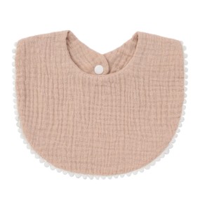 婴儿口水巾工厂-批发定制柔软荷叶边棉纱布蕾丝围兜