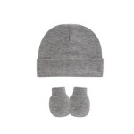 婴儿钩针帽供应商-纯色防抓手套套装可爱针织新生儿