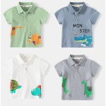 儿童Polo衫供应商-恐龙设计可爱卡通翻领吸湿短袖