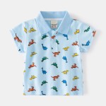 儿童Polo衫供应商-夏季翻领短袖卡通印花休闲