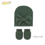 定制无檐帽供应商-新生儿头巾帽冬季打结无檐帽棉帽手套套装