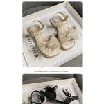 女孩凉鞋供应商-2色库存夏季新款蝴蝶结软底公主