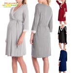 护理睡袍供应商-哺乳配优雅孕妇服装连衣裙孕期