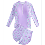 女孩泳衣工厂-休闲两件套配短裤防紫外线泳衣夏季