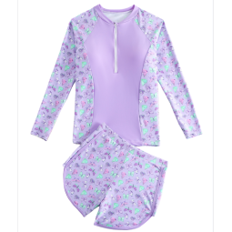 女孩泳衣工厂-休闲两件套配短裤防紫外线泳衣夏季