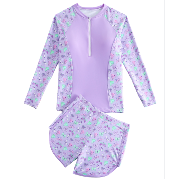 女孩泳衣工厂-休闲两件套配短裤防紫外线泳衣夏季