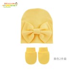 定制无檐帽供应商-新生儿头巾帽冬季打结无檐帽棉帽手套套装