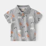 男孩Polo衫供应商-2025夏季可爱卡通刺绣翻领棉质韩版