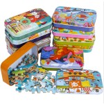 儿童拼图厂家-动物运输角色六合一铁盒立方体